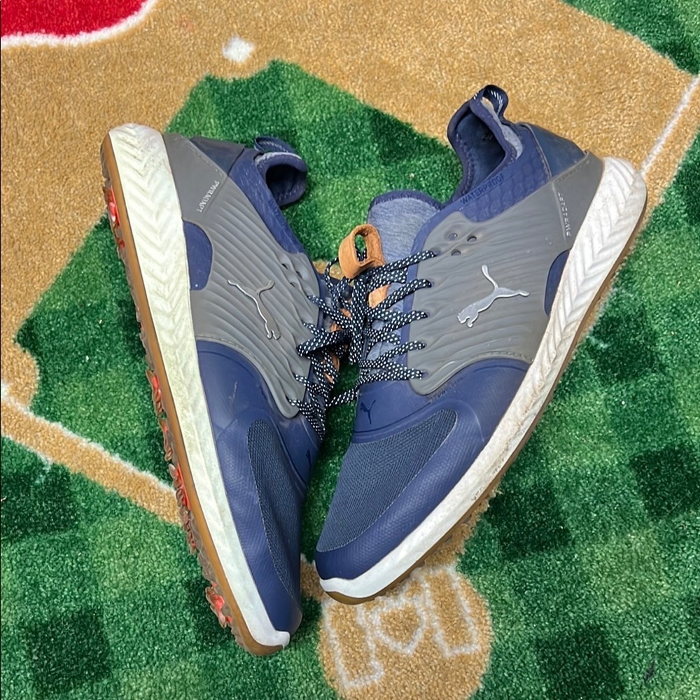 Mens Puma Ignite Pwradapt Caged Navy Grey Athletic Golf Sneakers Shoes Sz 12 M